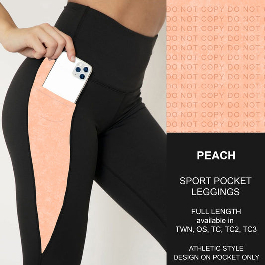 B280 - Preorder Peach Sport Pocket Leggings (Closes 3/22. ETA: late May)