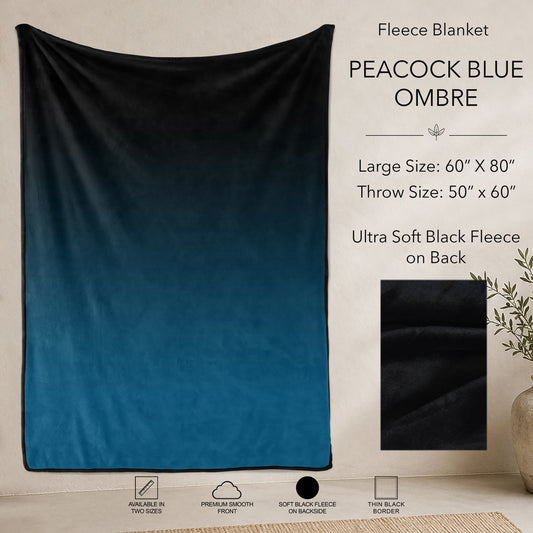 B304 - Pre-Order Peacock Blue Ombre Fleece Blanket (Closes 7/31. ETA: early Oct)