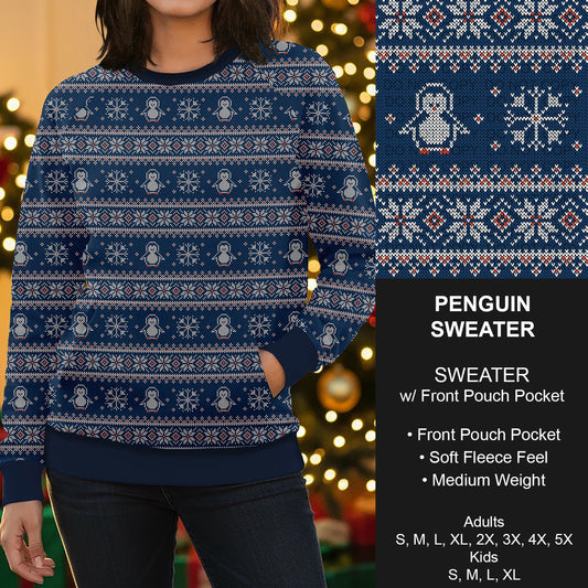 B255 - Preorder Penguin Sweater w/ Front Pocket (Closes 10/12. ETA early Dec.)