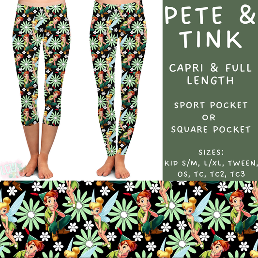 Ready To Ship - Pete & Tink Full and Capri Length Leggings - Multiple Sizes
