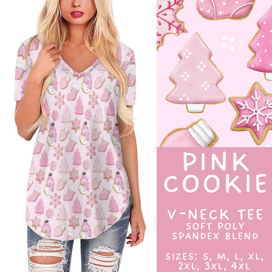 Batch #428 - Christmas Spirit - Closes 10/10 - ETA late Nov - Pink Cookie V-Neck Tee