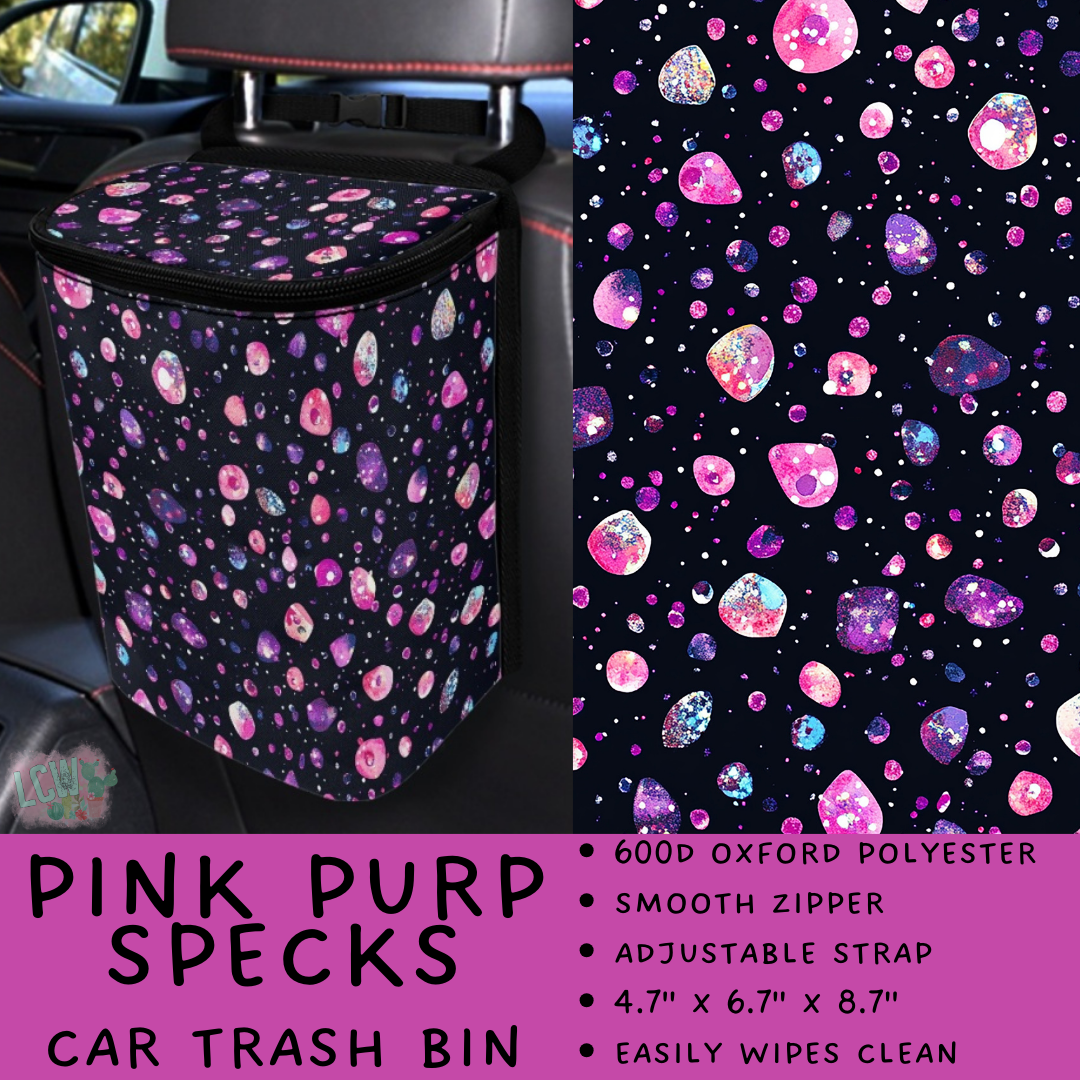 Batch #423 - Car Accessories - Closes 10/2 - ETA mid/late Nov - Pink Purp Specks Car Trash Bin