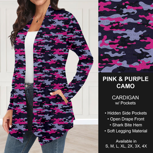 B251 - Preorder Pink and Purple Camo Cardigan w/ Pockets (Closes 9/14. ETA: mid Nov.)