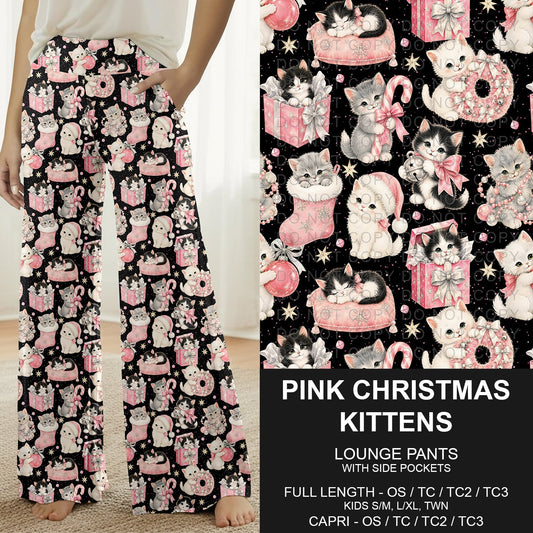 B313 - Preorder Pink Christmas Kittens Lounge Pants (Closes 9/20. ETA: late Nov.)