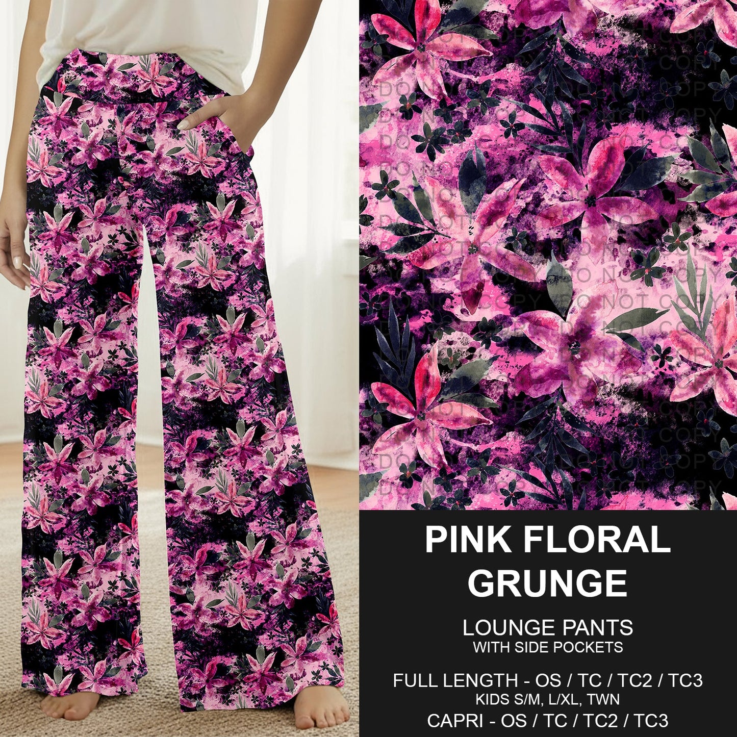 B273 - Preorder Pink Floral Grunge Lounge Pants (Closes 2/15. ETA: late April)