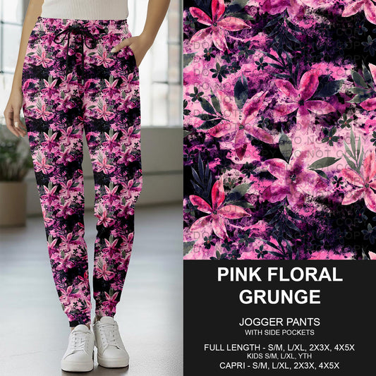 B273 - Preorder Pink Floral Grunge Joggers (Closes 2/15. ETA: late April)