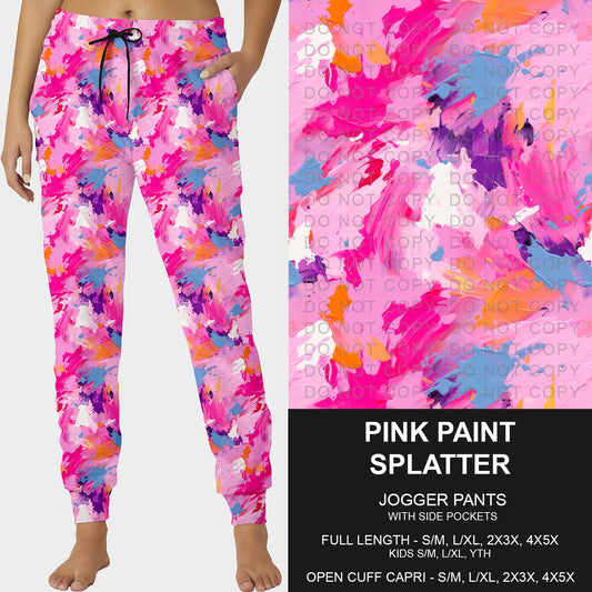 B228- Preorder Pink Paint Splatter Joggers (Closes 5/11. ETA: late July)