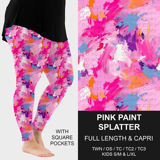 B228 - Preorder Pink Paint Splatter Leggings w/ Pockets (Closes 5/11. ETA: late July)