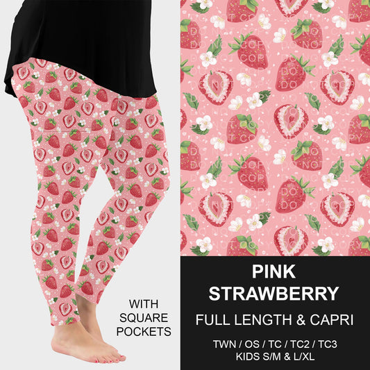 B229 - Preorder Pink Strawberry Leggings w/ Pockets (Closes 5/18. ETA: late July)