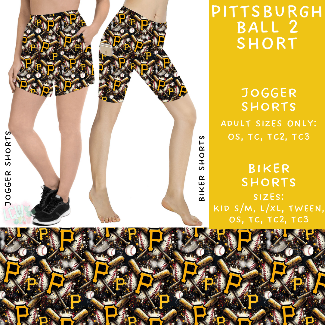 Batch #498 - Strike Out 3 - Closes 3/2 - ETA early May - Pittsburgh Ball 2 Biker & Jogger Shorts - Alonna's Legging Land