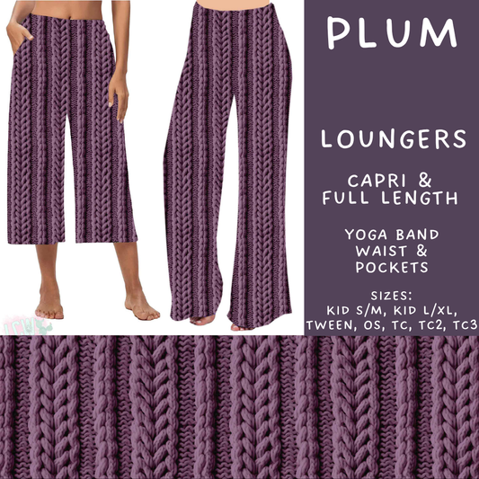 Batch #596 - Sweater Weather - Closes 10/9 - ETA early Dec - Plum Capri and Full Length Loungers