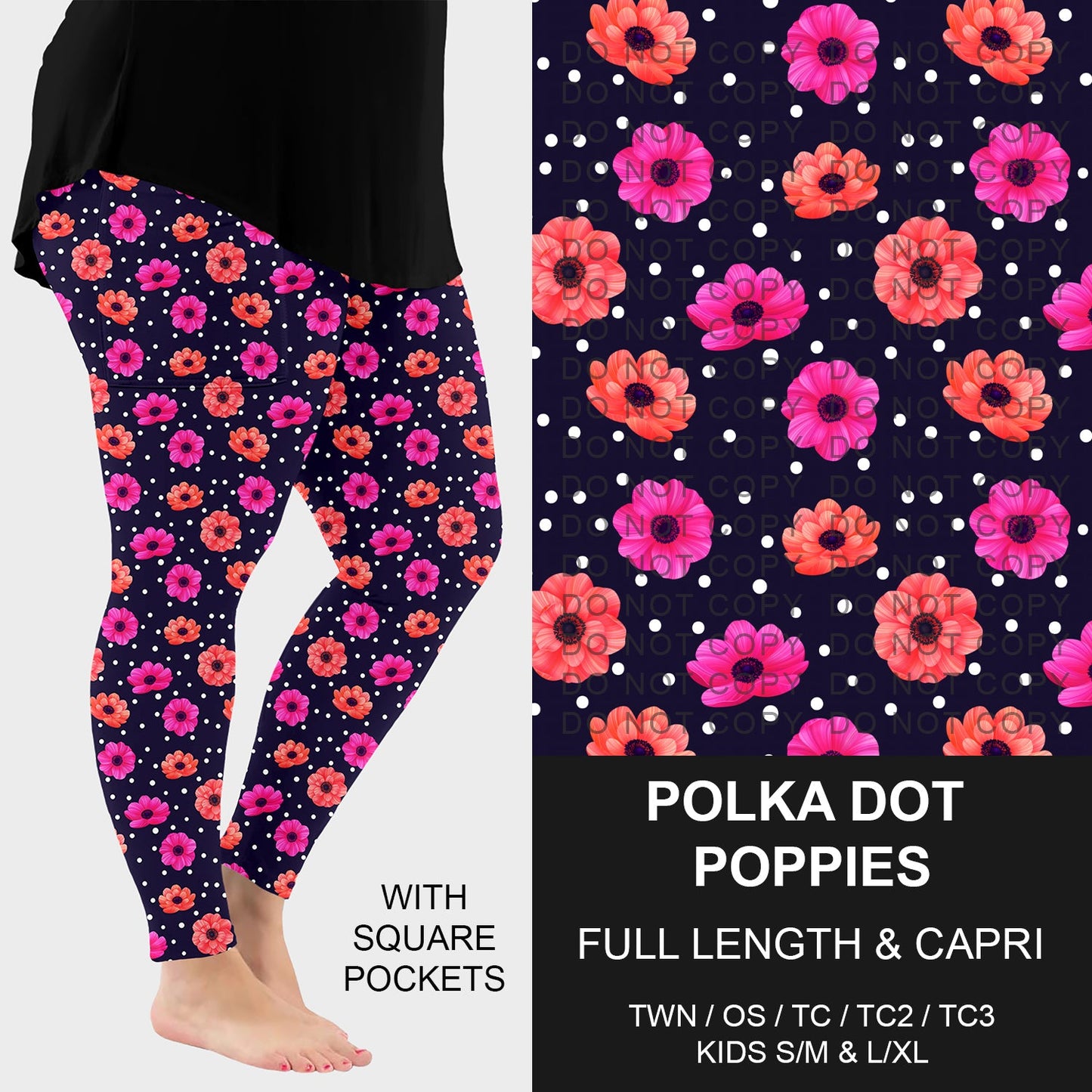 B229 - Preorder Polka Dot Poppies Leggings w/ Pockets (Closes 5/18. ETA: late July)
