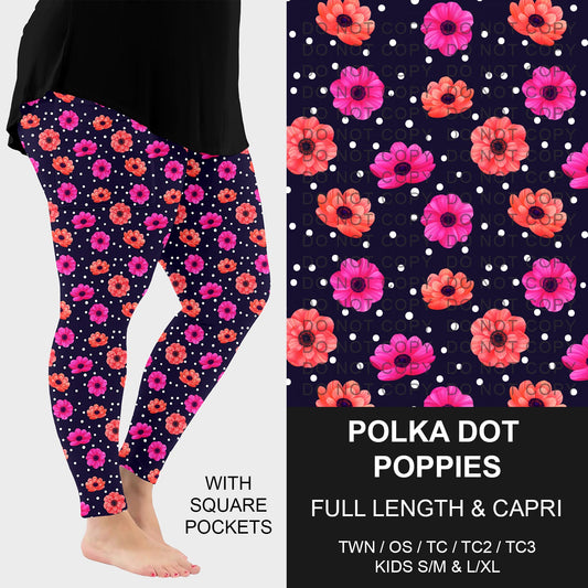 B229 - Preorder Polka Dot Poppies Leggings w/ Pockets (Closes 5/18. ETA: late July)