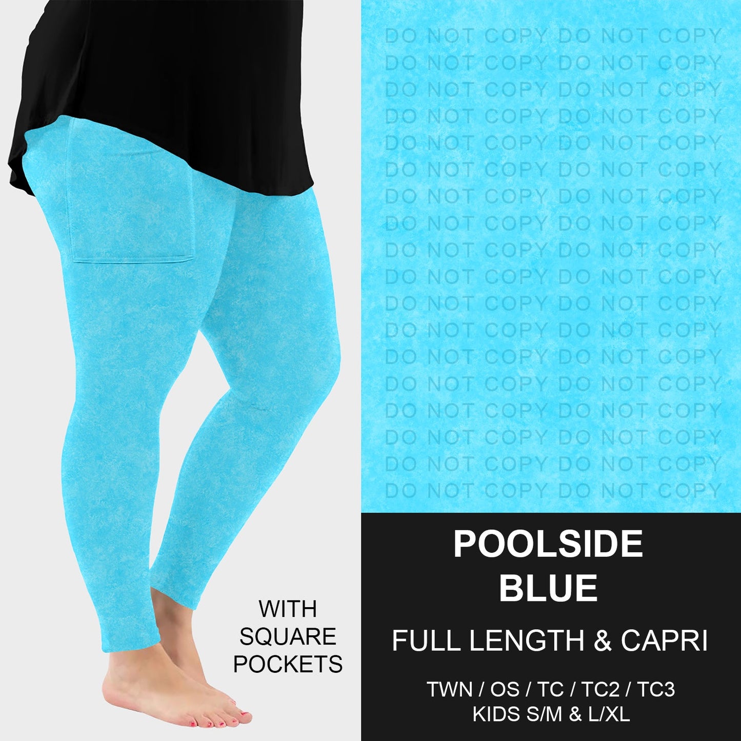 B280 - Preorder Poolside Blue Leggings w/ Pockets (Closes 3/22. ETA: late May)