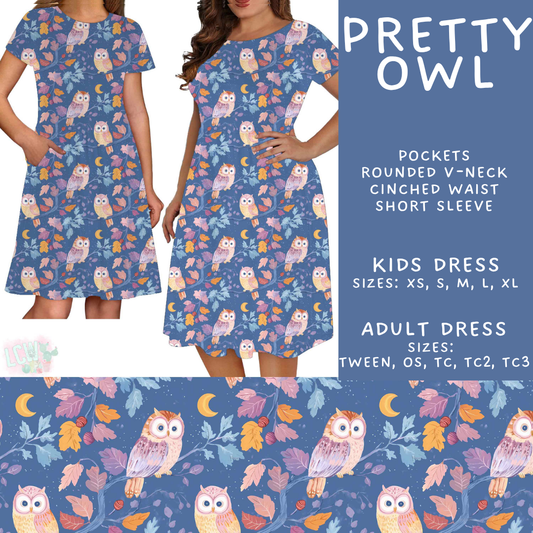 Batch #589 - August Request Run - Closes 9/23 - ETA mid/late Nov - Pretty Owl Adult & Kids Dresses