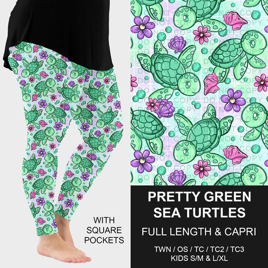 B228 - Preorder Pretty Green Sea Turtles Leggings w/ Pockets (Closes 5/11. ETA: late July)