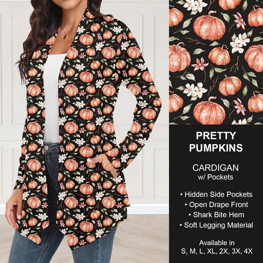 B250 - Preorder Pretty Pumpkins Cardigan w/ Pockets (Closes 9/07. ETA: early Nov.)