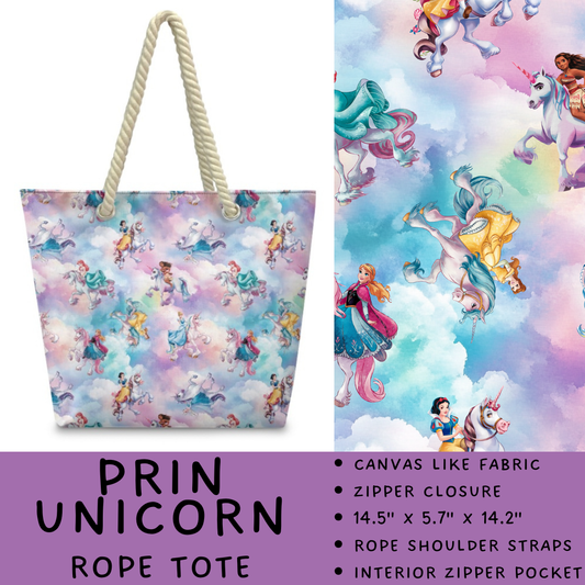 Batch #440 - Magical Character Rope Tote - Closes 10/31 - ETA mid Dec - Prin Unicorn Rope Tote