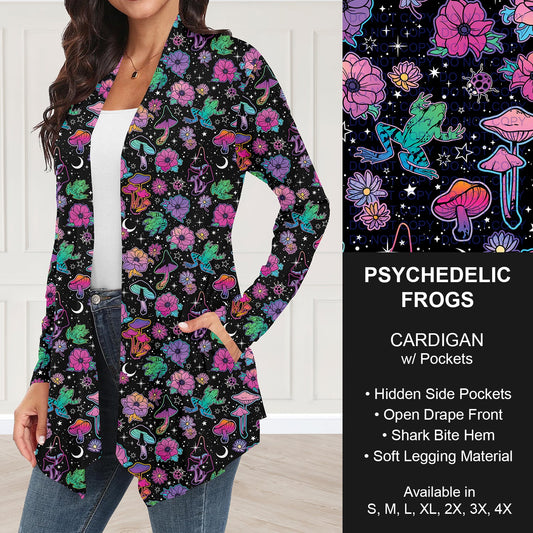 B252 - Preorder Psychedelic Frogs Cardigan w/ Pockets (Closes 9/21. ETA: mid Nov.)