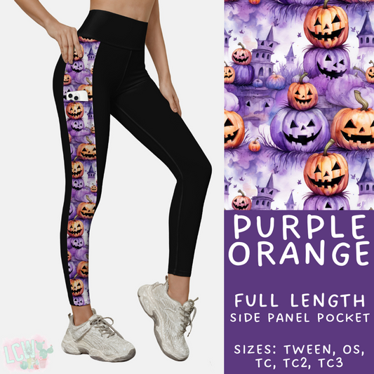 Ready to Ship - Purple Orange Side Panel Pocket Leggings - TC