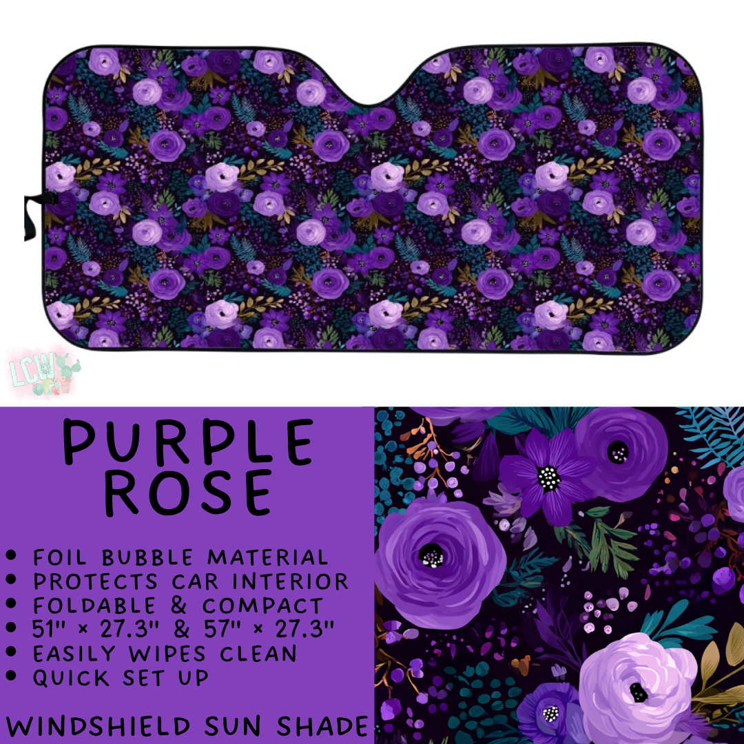 Batch #554 - Car Accessories 3 - Closes 7/10 - ETA early/mid Sept - Purple Rose Windshield Sun Shade