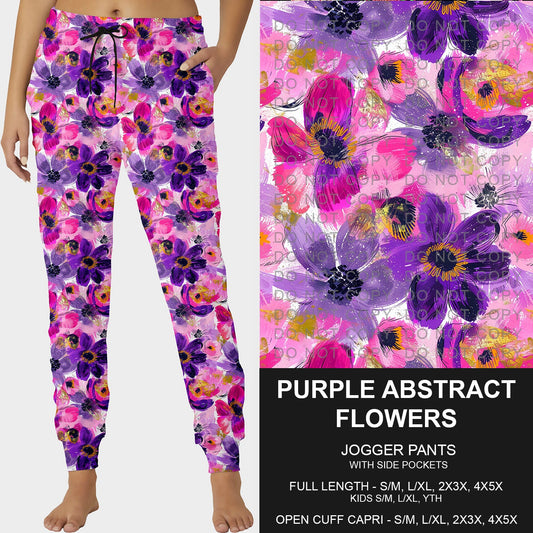 B229- Preorder Purple Abstract Flowers Joggers (Closes 5/18. ETA: late July)