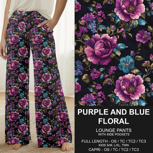B314 - Preorder Purple and Blue Floral Lounge Pants (Closes 9/27. ETA: late Nov.)