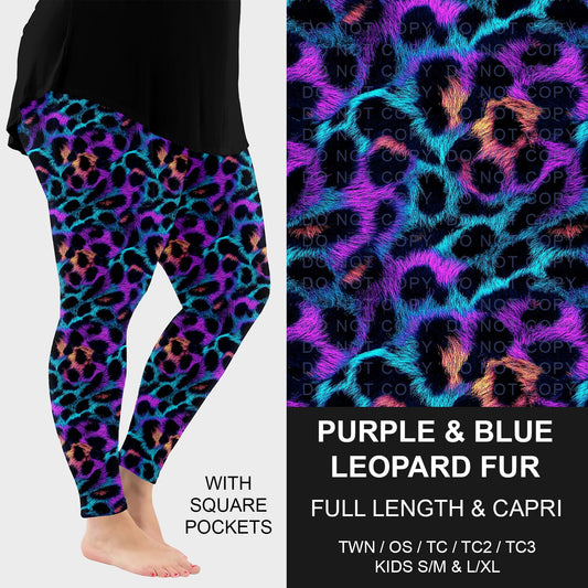 B273 - Preorder Purple and Blue Leopard Fur Leggings w/ Pockets (Closes 2/15. ETA: late April)