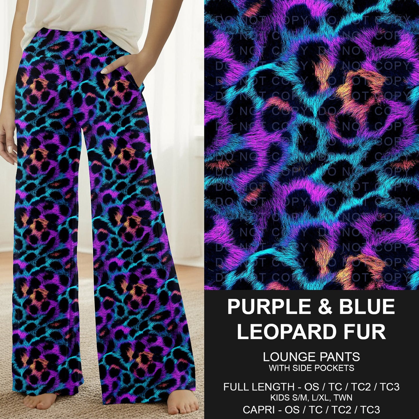 B273 - Preorder Purple and Blue Leopard Fur Lounge Pants (Closes 2/15. ETA: late April)