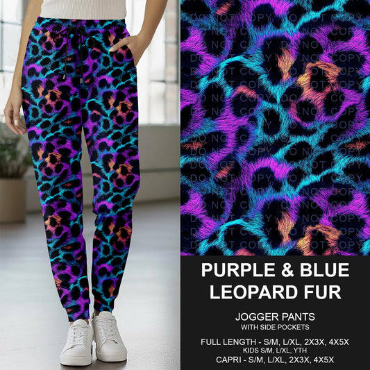 B273 - Preorder Purple and Blue Leopard Fur Joggers (Closes 2/15. ETA: late April)
