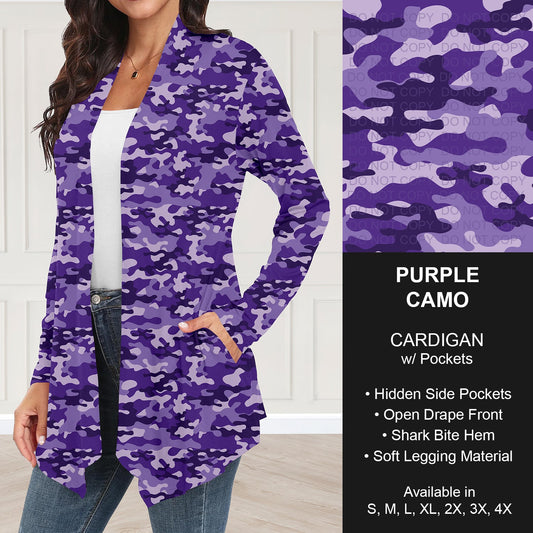 B251 - Preorder Purple Camo Cardigan w/ Pockets (Closes 9/14. ETA: mid Nov.)