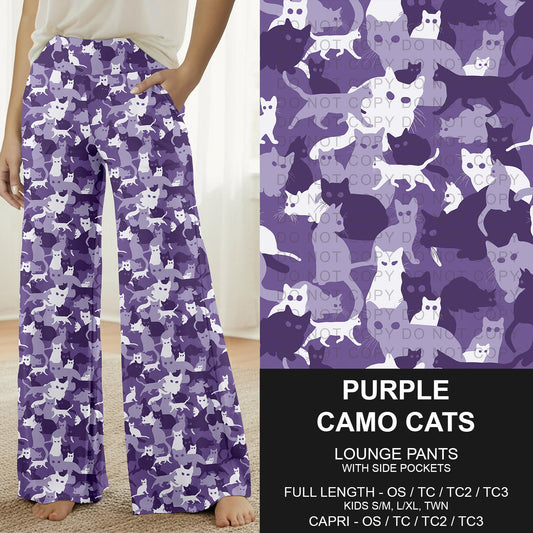 B310 - Preorder Purple Camo Cats Lounge Pants (Closes 8/30. ETA: late Oct.)