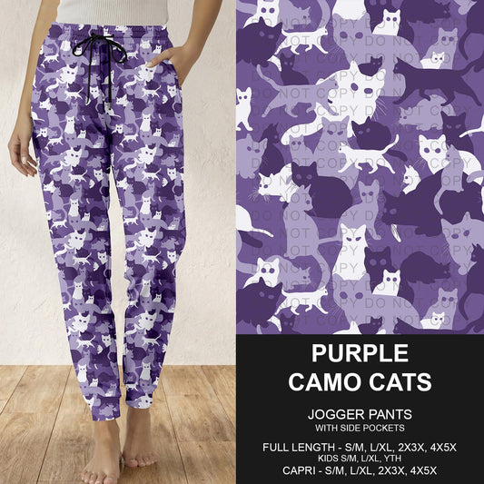 B310 - Preorder Purple Camo Cats Joggers (Closes 8/30. ETA: late Oct.)