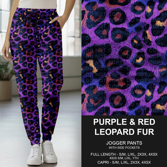 B273 - Preorder Purple and Red Leopard Fur Joggers (Closes 2/15. ETA: late April)