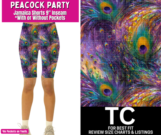 Peacock Party Jamaica Shorts w/ Pockets
