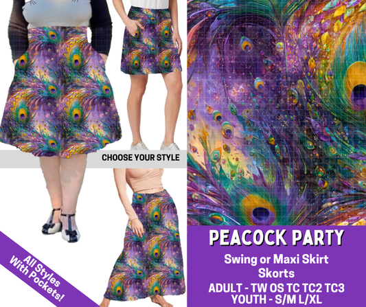 Preorder! Closes 5/27. ETA Aug. Peacock Party Combo Skort/Skirt Lengths