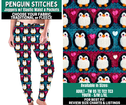 Preorder! Closes 10/27. ETA Jan. Penguin Stitches Joggers Choose Fleece or Traditional