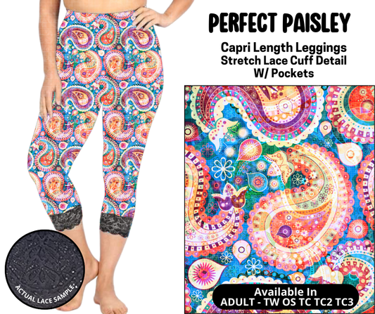 Preorder! Closes 5/12. ETA August. Perfect Paisley Lace Cuff Capris w/ Pockets