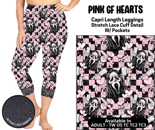 Preorder! Closes 5/12. ETA August. Pink GF Hearts Lace Cuff Capris w/ Pockets
