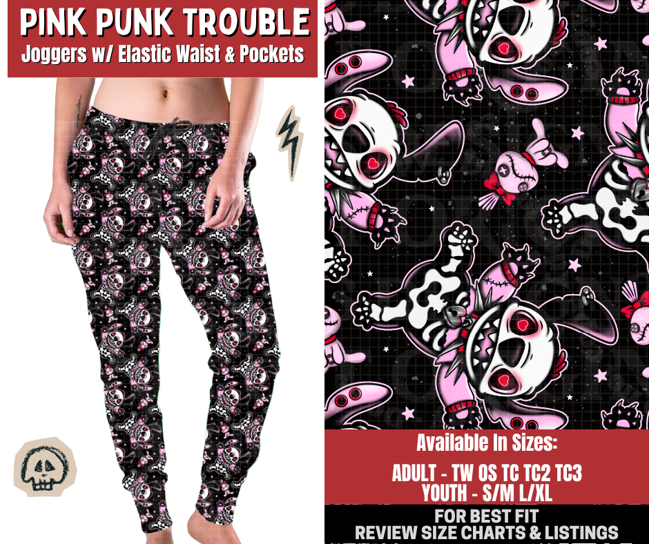 Preorder! Closes 12/22. ETA March. Pink Punk Trouble Joggers