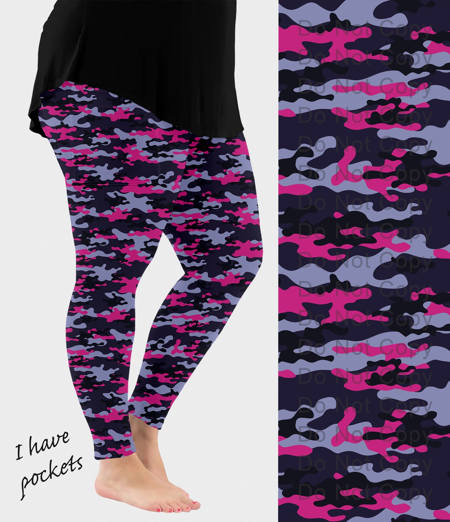 RTS - Pink and Purple Camo Leggings w/ Pockets
