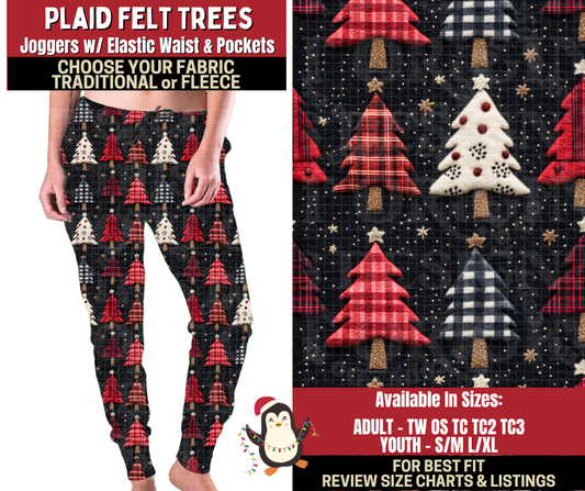 Preorder! Closes 9/4. ETA Dec. Plaid Felt Trees Joggers Choose Fleece or Traditional