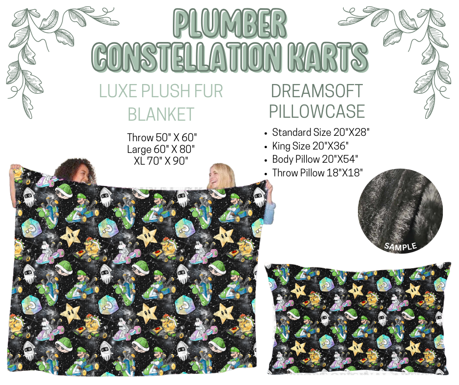 Preorder! Closes 10/9. ETA Dec. Plumber Constellation Karts Luxe Plush Fur Blanket and/or DreamSoft Pillowcase