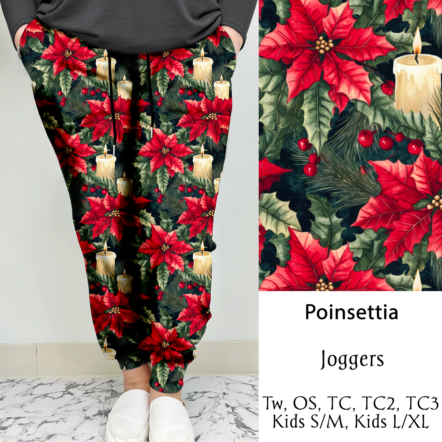 Poinsettia Leggings/Joggers w/ Pockets | Run ends 9/26 | ETA 41 Days