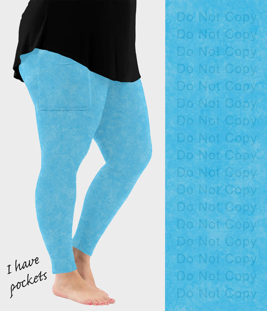RTS - Poolside Blue Leggings with Pockets