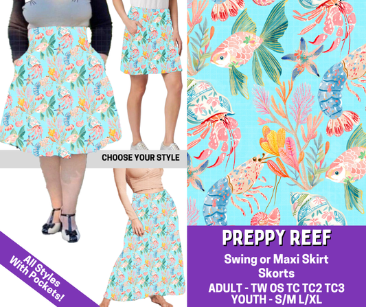 Preorder! Closes 5/27. ETA Aug. Preppy Reef Combo Skort/Skirt Lengths