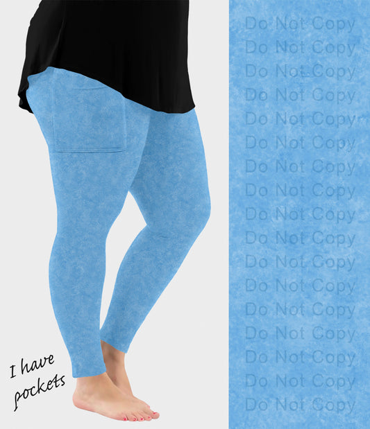 RTS - Pretty Blue Leggings with Pockets