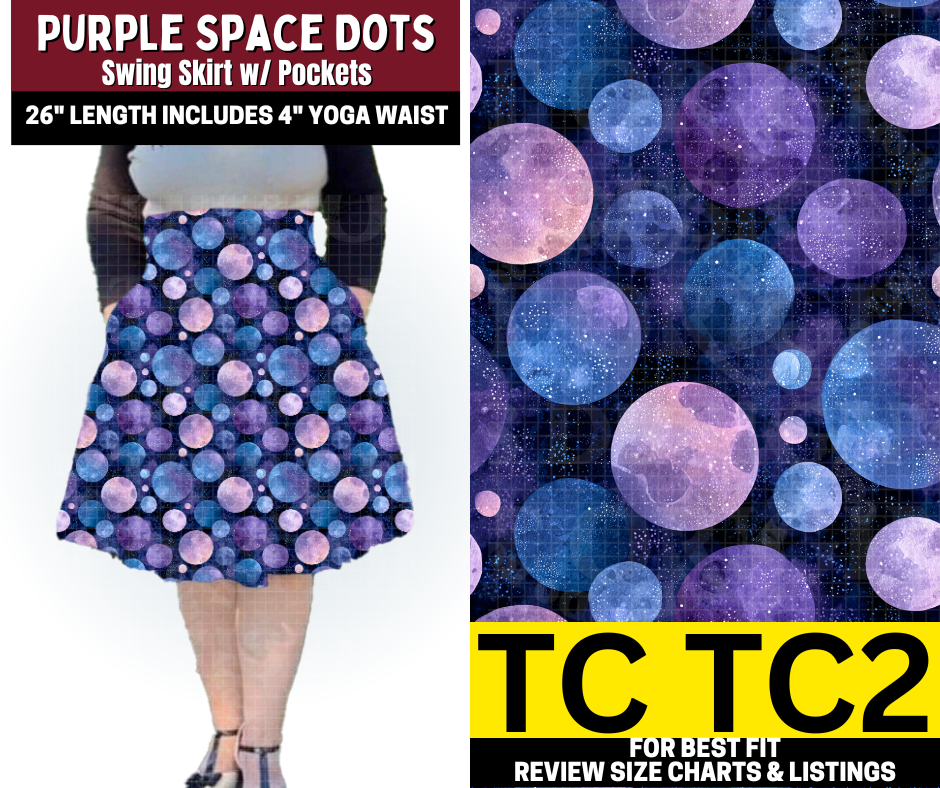Purple Space Dots Swing Skirt - Alonna's Legging Land