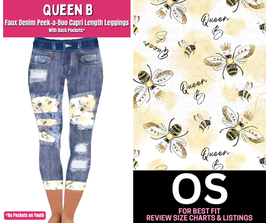 Queen B Capri Faux Denim Peekaboo