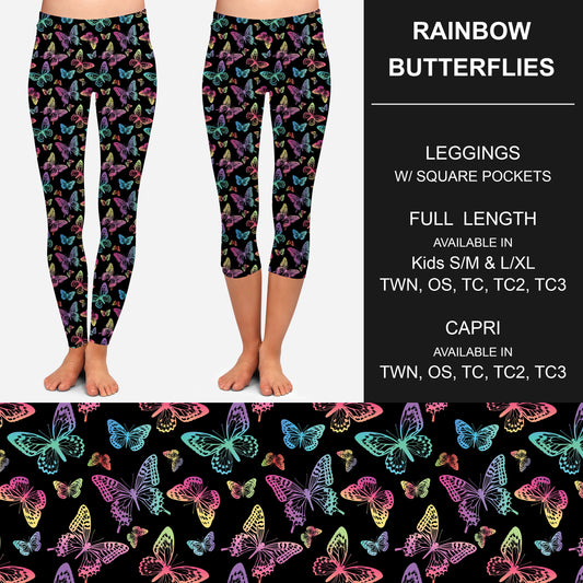 B153 - Preorder Rainbow Butterflies Leggings w/ Pockets (Closes 5/19. ETA late July)